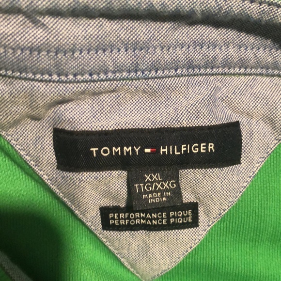 Tommy Hilfiger polo shirt green, white, and blue size xxl - Picture 3 of 3